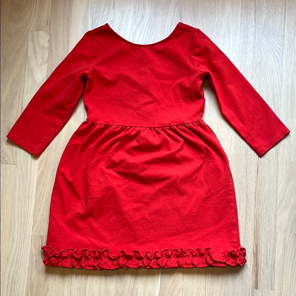EUC Janie & Jack Red Kids Dress with Ruffle Hem size 8